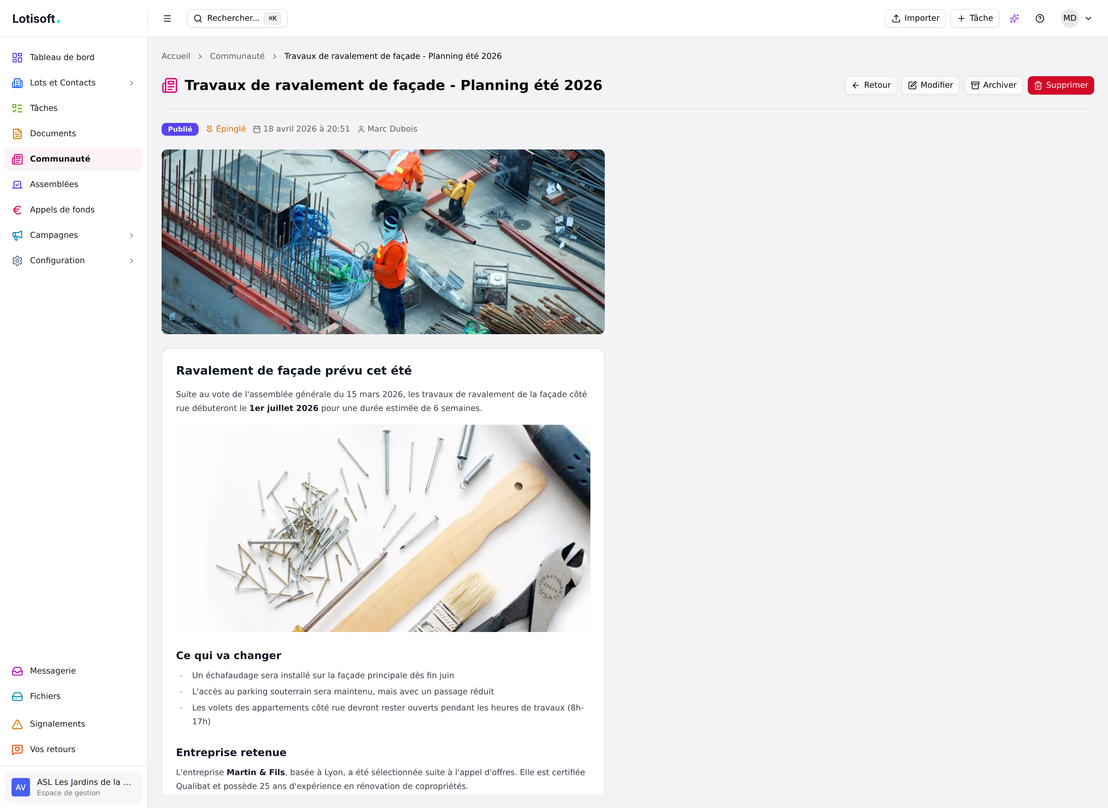 Détail d'une publication communautaire