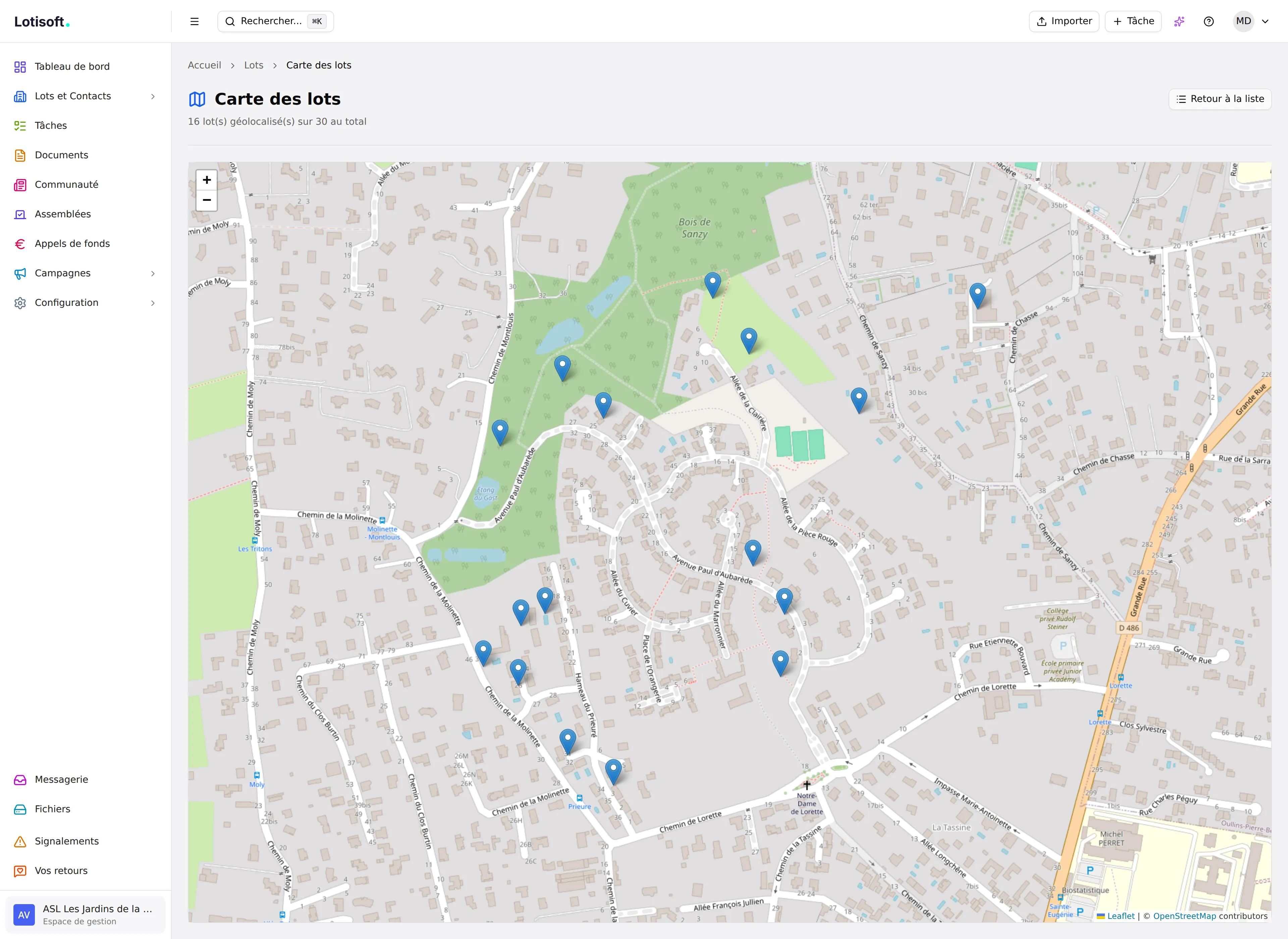 Carte interactive des lots de copropriété