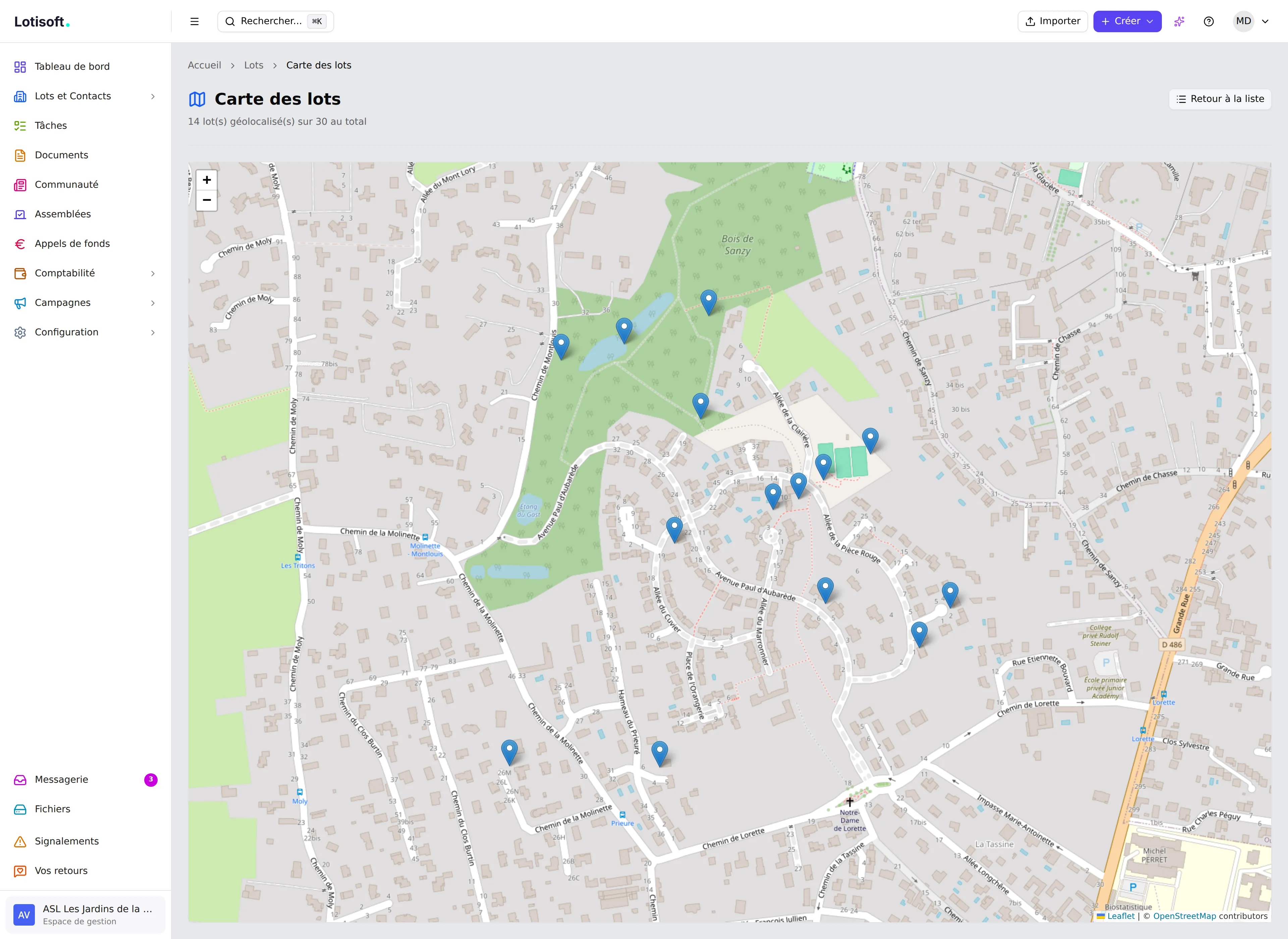 Carte interactive des lots de copropriété