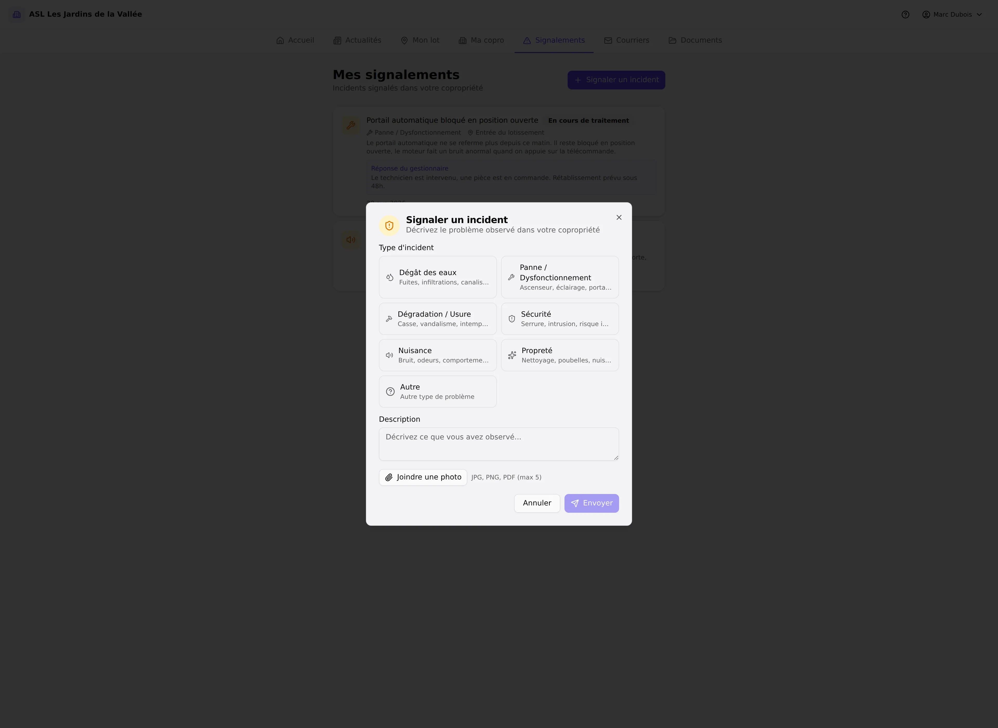 Formulaire de signalement d'incident