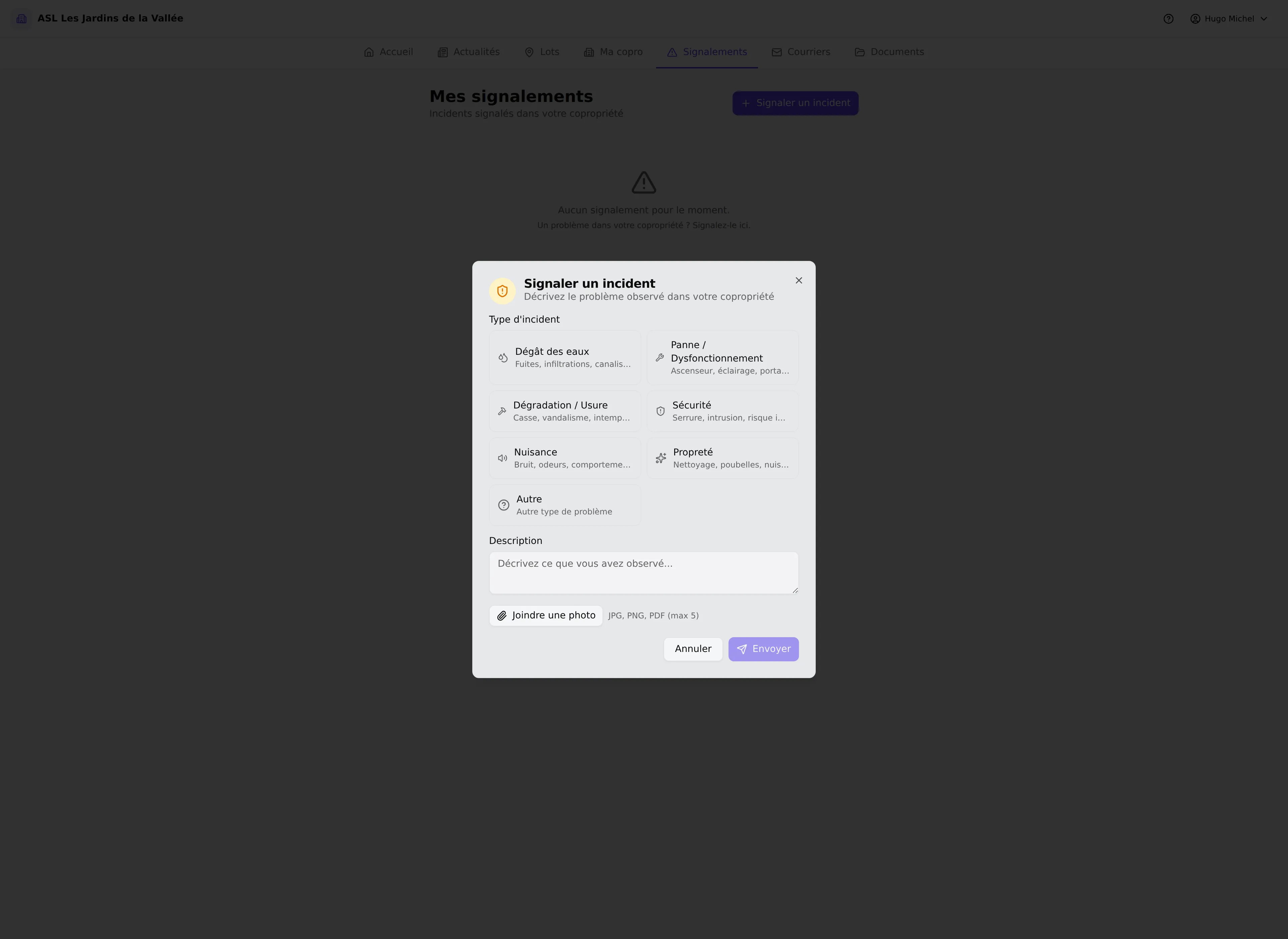 Formulaire de signalement d'incident